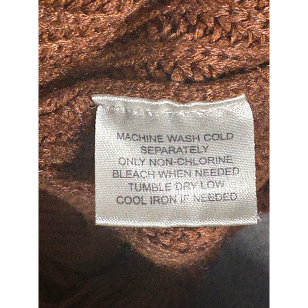 Weatherproof Vintage Mens Large Brown Acrylic Knit Mock Neck Button Sweater L - Picture 8 of 11